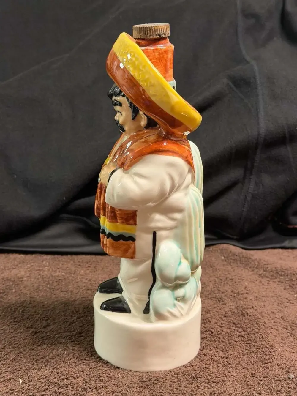 Vintage Ceramic Tequila Liquor Decanter Mexican Sombrero